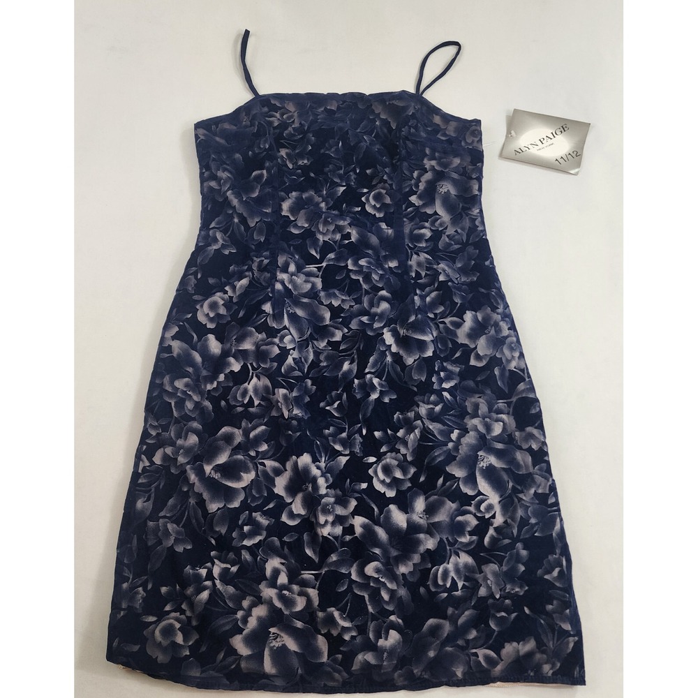 VINTAGE Alyn Paige dress womens sz 11 / 12 navy sleeveless USA made $49 ladies